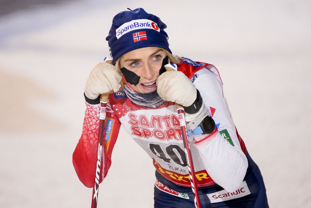 Therese Johaug etter lørdagens 10 kilometer i iskalde Ruka. Therese Johaug etter lørdagens 10 kilometer i iskalde Ruka.