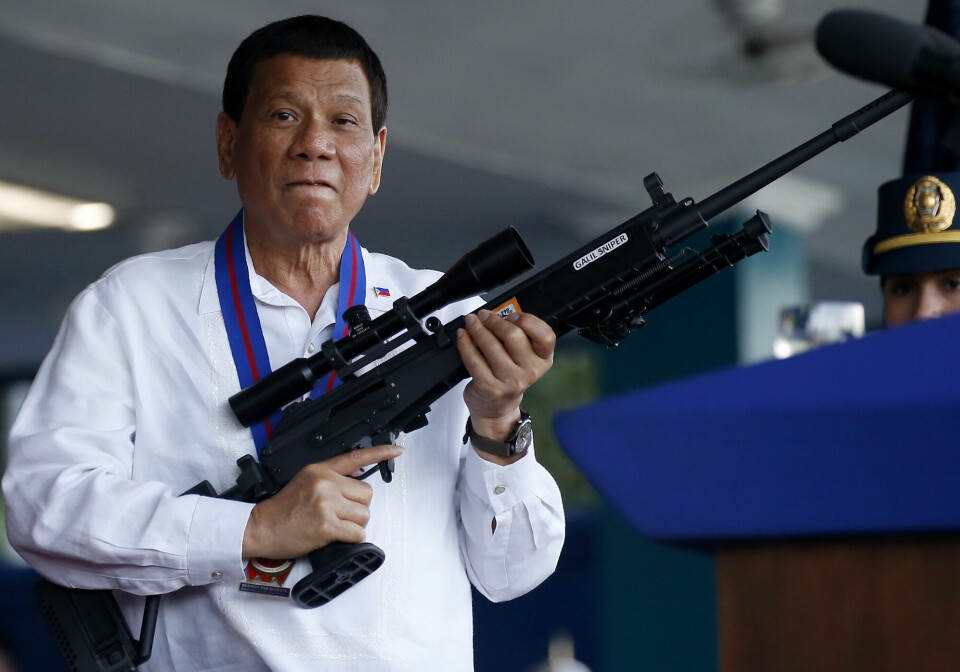 President Rodrigo Dutertes krig mot narkotikakriminalitet er omstridt. Dette bildet er fra 2018.