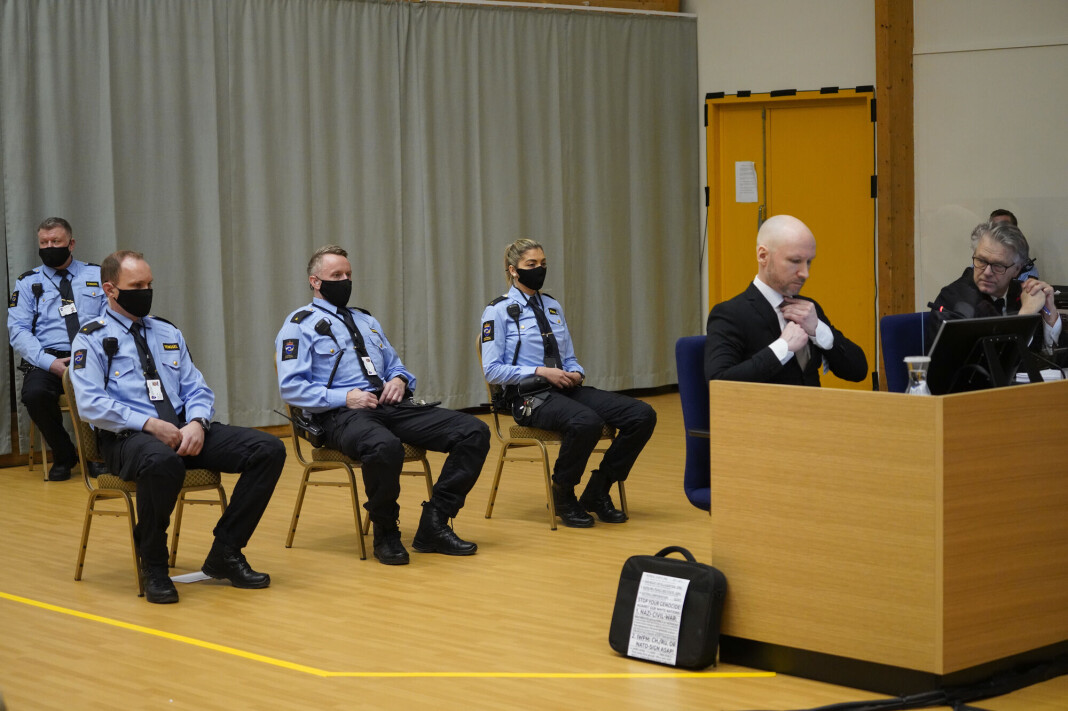 Terrordømte Anders Behring Breivik i retten 18. januar. Terrordømte Anders Behring Breivik i retten 18. januar.