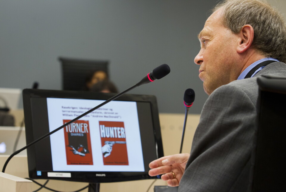Tore Bjørgo fotografert da han forklarte seg i rettssaken mot Anders Behring Breivik i 2012. Tore Bjørgo fotografert da han forklarte seg i rettssaken mot Anders Behring Breivik i 2012.