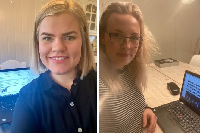 Eline Rildå Bjørge (t.v.) og Kristin Engløkken Mainitz i Sarpsborg Arbeiderblad jobber med et felles graveprosjekt fra hvert sitt hjemmekontor. Det har bydd på noen uventede utfordringer. Eline Rildå Bjørge (t.v.) og Kristin Engløkken Mainitz i Sarpsborg Arbeiderblad jobber med et felles graveprosjekt fra hvert sitt hjemmekontor. Det har bydd på noen uventede utfordringer.