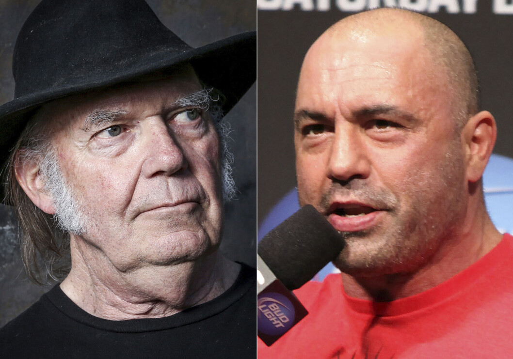 Neil Young (t.v.) var først ute med å boikotte Spotify i protest mot at strømmetjenesten lot Joe Rogan (t.h.) spre feilinformasjon om koronaviruset uimotsagt. Neil Young (t.v.) var først ute med å boikotte Spotify i protest mot at strømmetjenesten lot Joe Rogan (t.h.) spre feilinformasjon om koronaviruset uimotsagt.