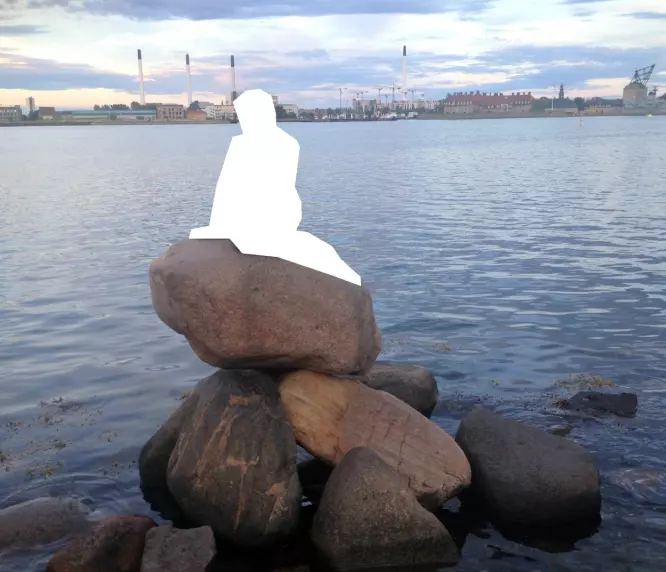 Denne sladdede bildeversjonen av Den lille havfruen i København brukes av Wikipedia.
