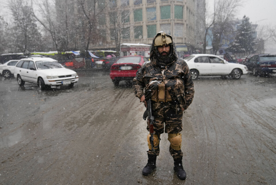 Taliban-soldat fotografert i Kabul tidligere denne uka.