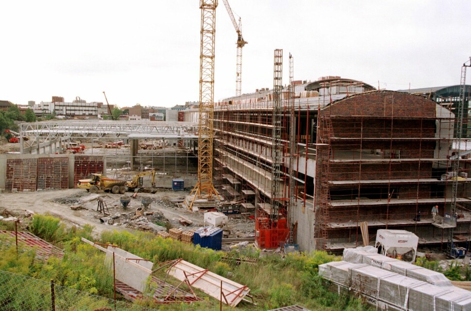 Schibsted flytter fra Nydalen i Oslo. Bildet er fra 1997, da trykkeriet i Nydalen var under bygging.