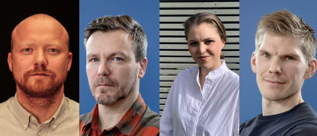 F.v.: Kristian Havnes Klemetzen, Jan Erik Finsæther, Birgitte Flote og Andreas Lie er nyansatt i Sunnmørsposten. F.v.: Kristian Havnes Klemetzen, Jan Erik Finsæther, Birgitte Flote og Andreas Lie er nyansatt i Sunnmørsposten.