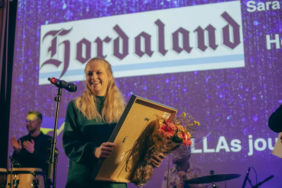 Sara Finne fra Avisa Hordaland mottok LLAs journalistpris.