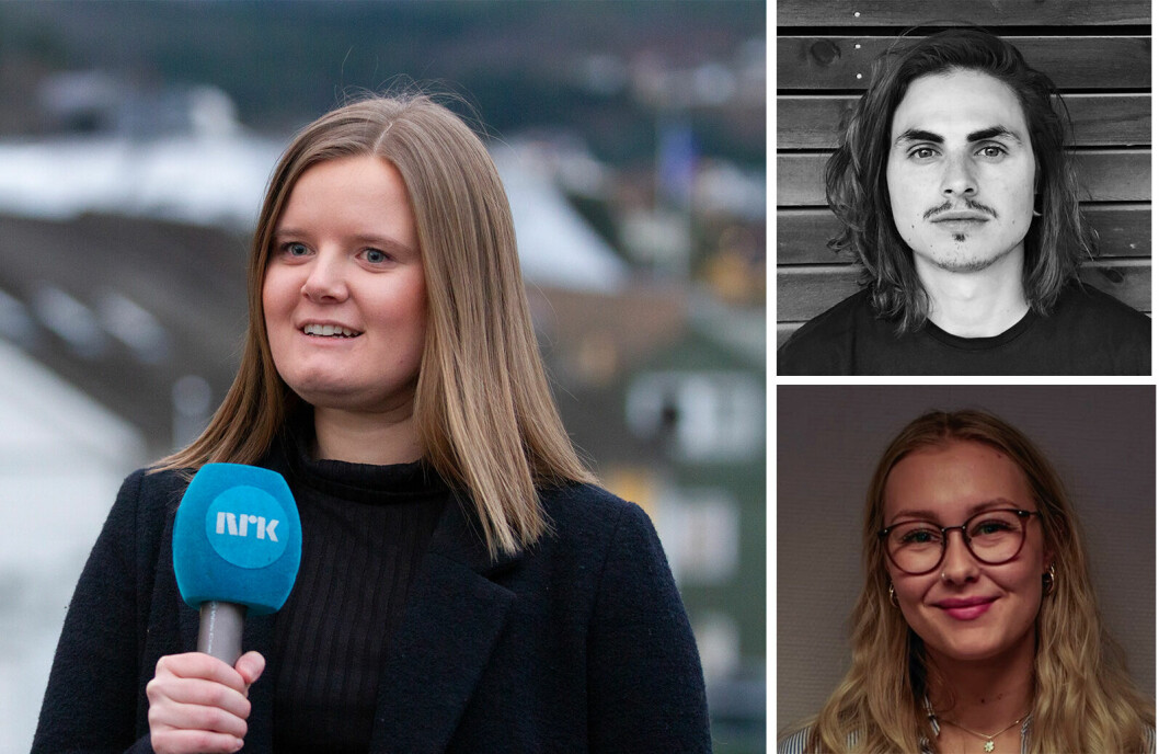 Eirin Tjoflot, Emilie Waaler og Christian Breidlid skal jobba på direktedesken i NRK.