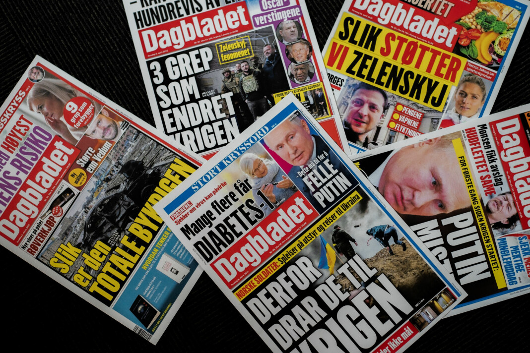 Ukraina-krigen preger fronten og papirforsidene til Dagbladet.