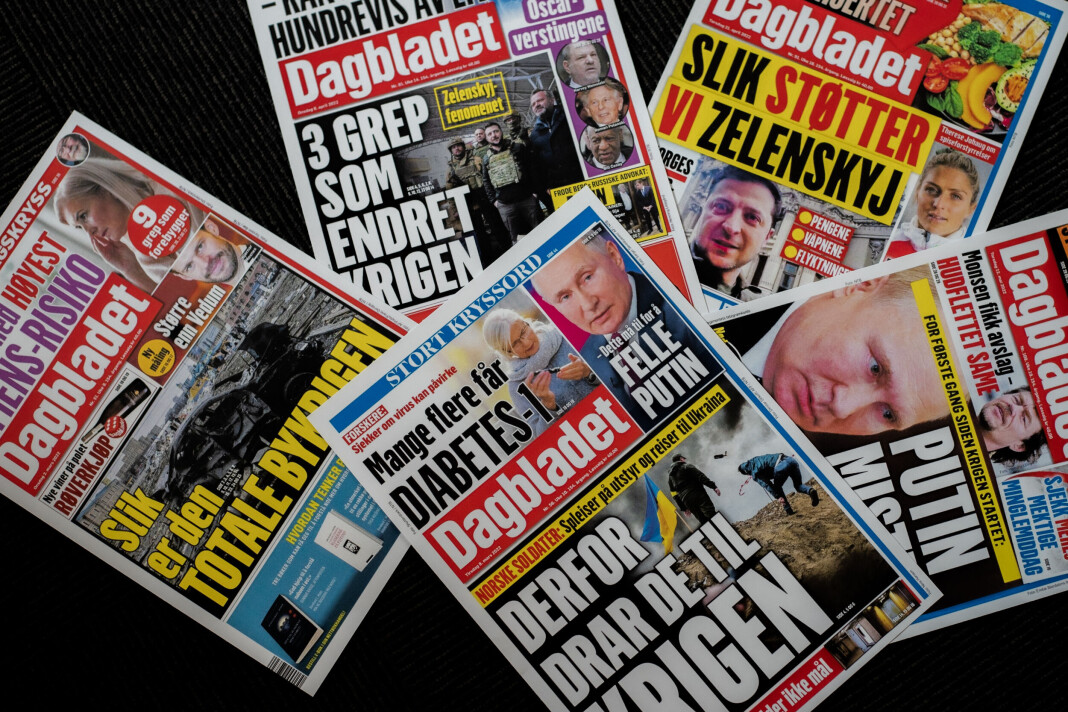 Ukraina-krigen preger fronten og papirforsidene til Dagbladet. Ukraina-krigen preger fronten og papirforsidene til Dagbladet.