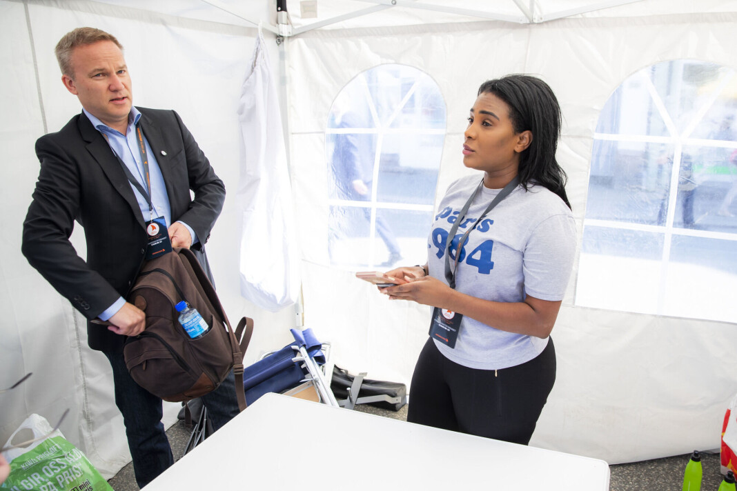 Resett-redaktør Helge Lurås og Shurika Hansen sammen på Arendalsuka i 2019. Resett-redaktør Helge Lurås og Shurika Hansen sammen på Arendalsuka i 2019.