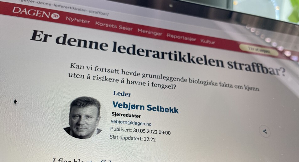 «Er denne lederartikkelen straffbar?» skriver Dagen. Nei, konkluderer Faktisk.no