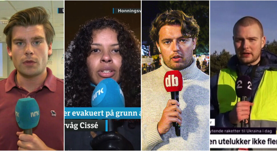 F.v.: Vegard Aulstad i VG, Mariam Eltervåg Cissé i NRK, Trym Mogen i Dagbladet, og Simen Grimstad Øksnes i TV 2 deler sine erfaringer og tips fra sin første direktesending. F.v.: Vegard Aulstad i VG, Mariam Eltervåg Cissé i NRK, Trym Mogen i Dagbladet, og Simen Grimstad Øksnes i TV 2 deler sine erfaringer og tips fra sin første direktesending.