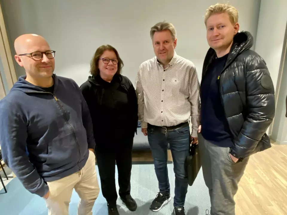 Her er de fire som vil levere det meste av innholdet til «nye» Klæbuposten. Fra venstre.: Lars Østraat, Merethe Willassen, Svein Halvor Moe og Sindre Eliassen.