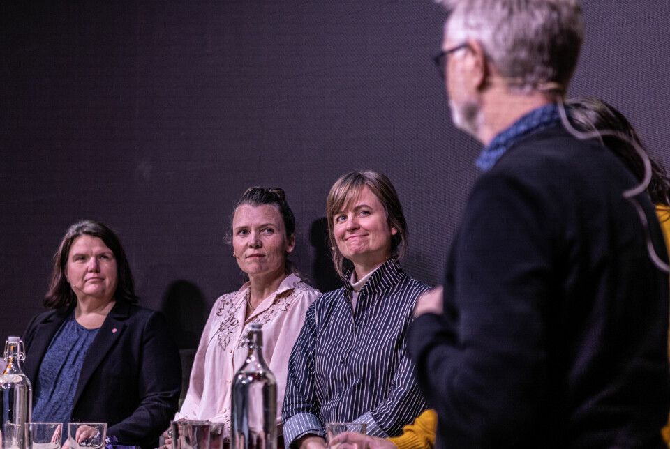 I panelet fra venstre: statssekretær i kulturdepartementet Gry Haugsbakken,  kulturredaktør i NRK Ingerid Nordstrand,
redaktør i Klassekampen Mari Skurdal og komponist Henrik Hellstenius.