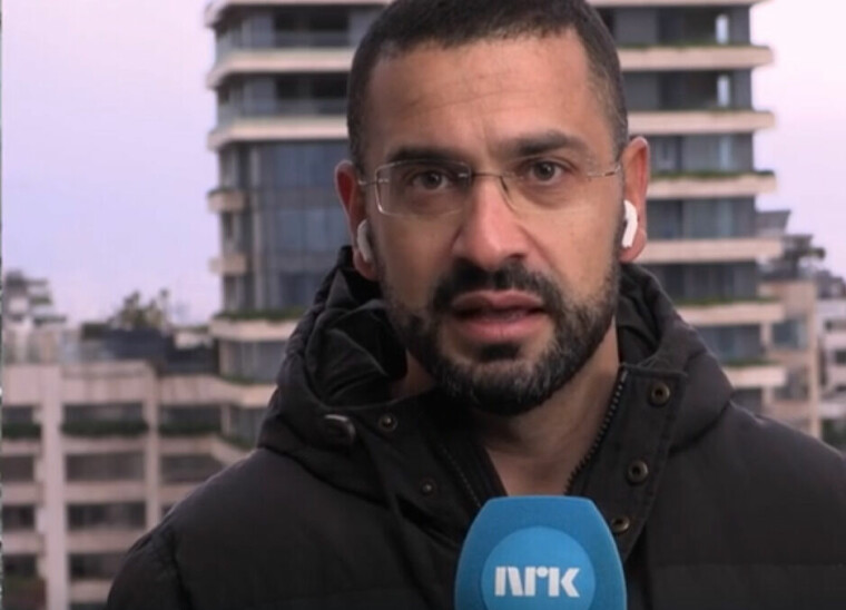 NRKs Yama Wolasmal rapporterer fra Beirut kort etter jordskjelvet.