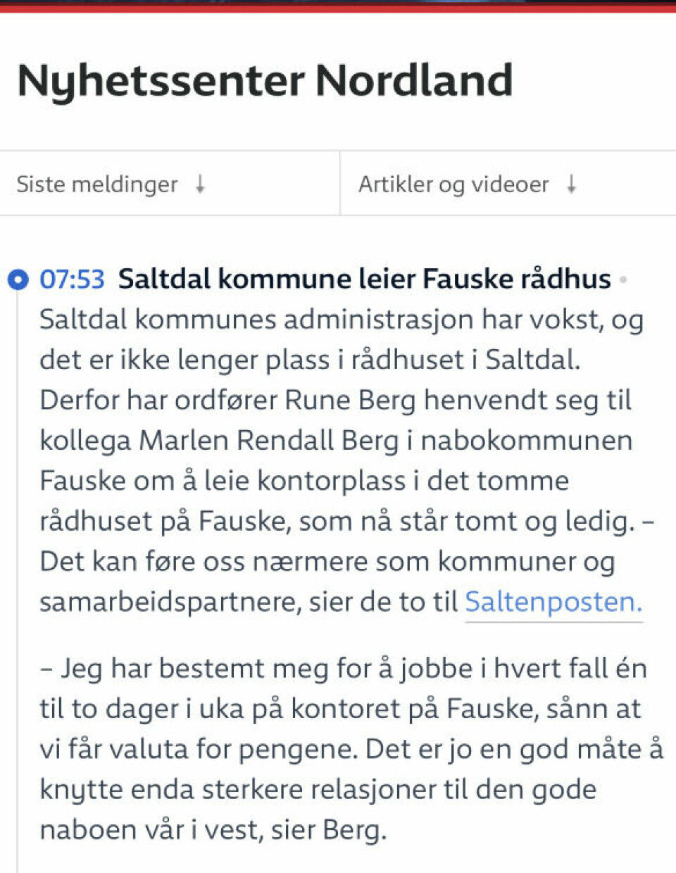 NRK siterte Saltenpostens aprilspøk.