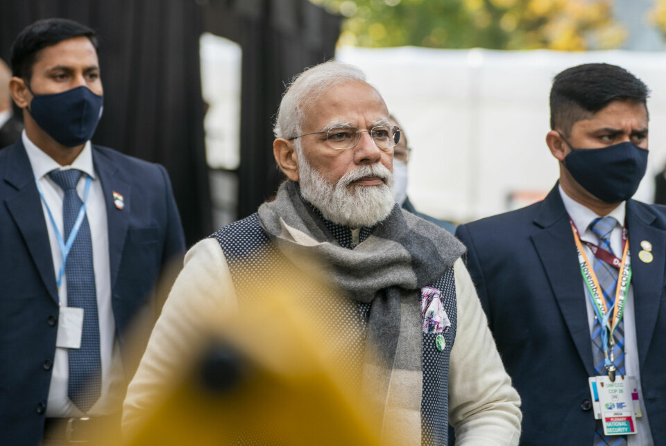 Statsminister Narendra Modi fra India under klimatoppmøtet i COP26 Glasgow.