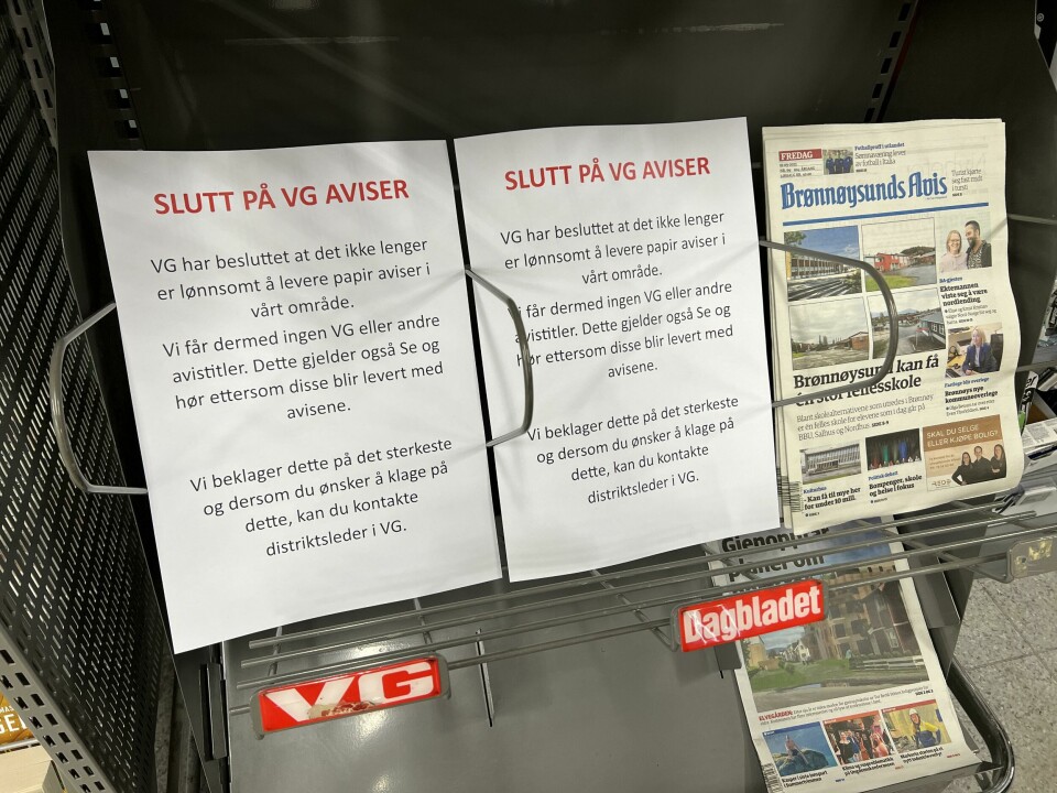 VG og Dagbladet kutter løssalget i Brønnøysund og deler av Ytre Helgeland.