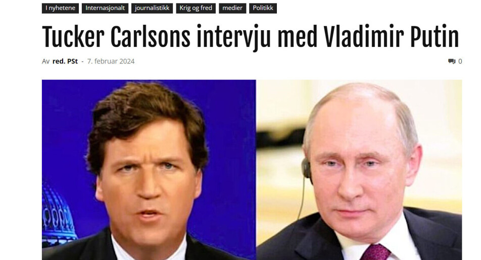 Steigan publiserte påstått transkribering av Putin-intervjuet – nå er den slettet