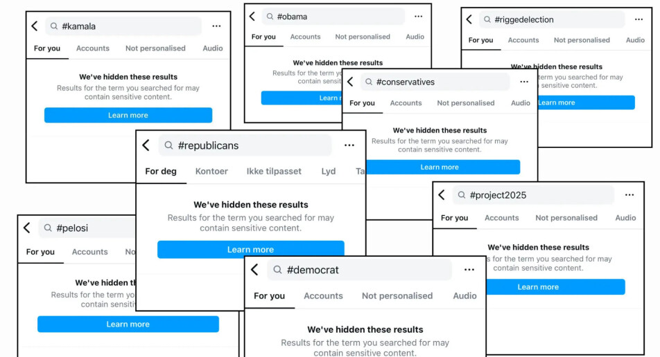Emneknagger tilknyttet amerikansk politikk skjult på Instagram